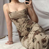 Floral Pattern Spaghetti Strap Bodycon Dress